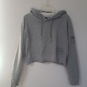 Flag Nor Fail Hoodie Heather Gray Women's L Cropped Sweatshirt Sporty Workout